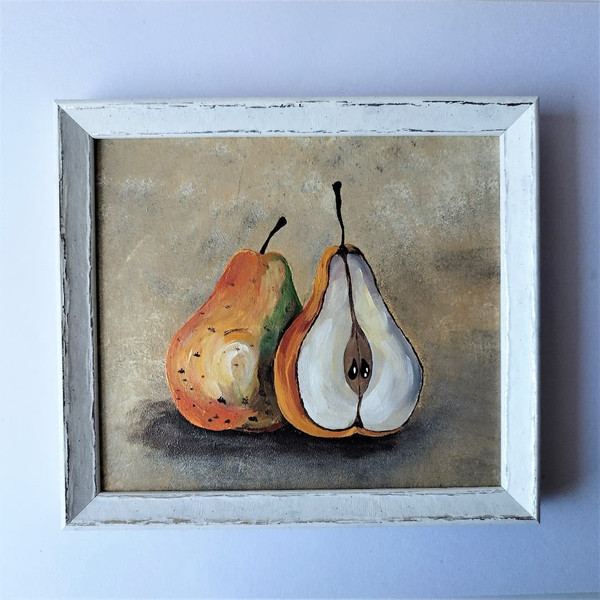 Acrylic-painting-still-life-fruit-pear-1