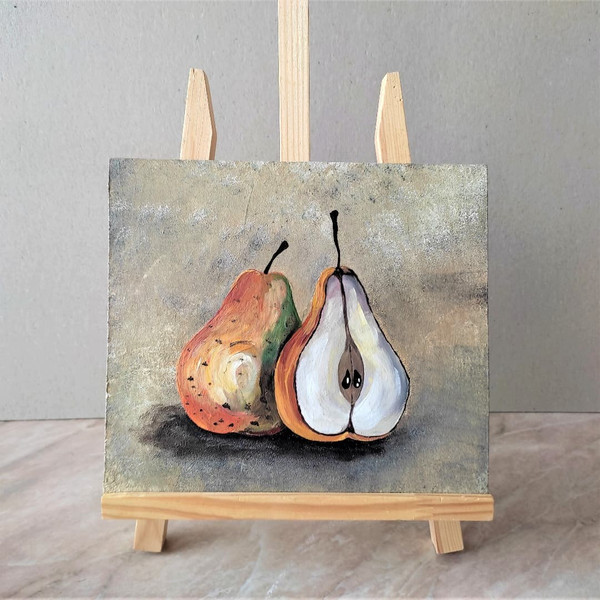 Acrylic-painting-still-life-fruit-pear-2