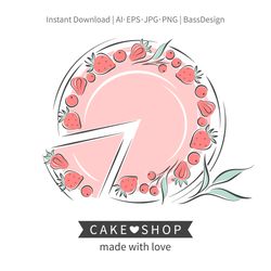 Cake shop logo. Clipart, Instant Download. AI, EPS, JPG, PNG.