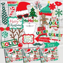 PRINTABLE Christmas Photo Booth Props for Christmas Party Holiday Ugly Sweater Party Props PRINTABLE Christmas Photo
