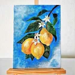 Fruit painting, Artwork for kitchen walls, Fruit tree painting, Impasto painting, Painting on canvas board