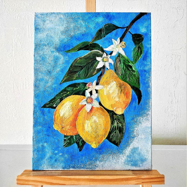 Acrylic-impasto-painting-branch-of-flowering-lemon-tree-4