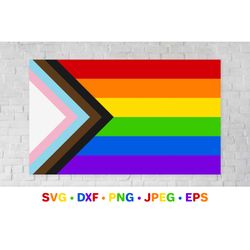 progress pride rainbow flags. symbol of lgbt community svg