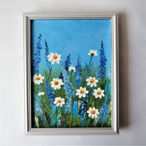 Acrylic-impasto-painting-field-of-daisies-and-wildflowers-2