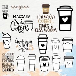 Coffee cup bundle Svg, coffee svg png, coffee cup clipart, cup svg, coffee mug svg, coffee clipart, coffee bean svg