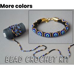Bead crochet kit evil eye bracelet, DIY kit evil eye bracelet, Turkish eye diy, Good luck amulet diy, Jewelry making kit