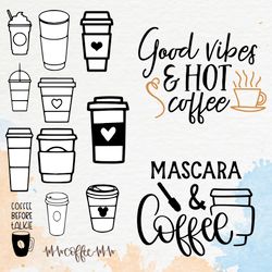 Coffee cup svg, coffee cup bundle, takeaway cup svg, starbucks cup svg, cup svg bundle, silhouette, cricut cut files