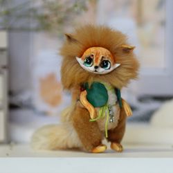 Fox Suri little fox, fluffy fox, round face, fox fur, fluffy doll, plush fox, fur doll,