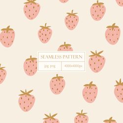 Digital paper with strawberries. Cute seamless pattern