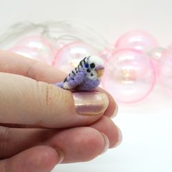 Tiny needle felted lilac budgie