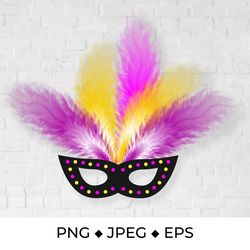 Masquerade mask and feathers sublimation. Carnival party