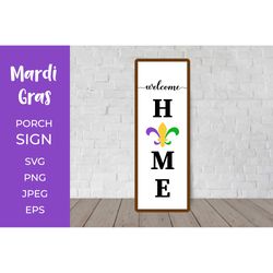 mardi gras porch sign. fleur de lis vertical front sign svg