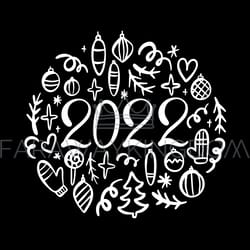2022 christmas print doodle symbols vector illustration set