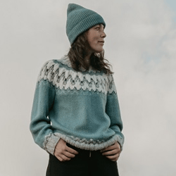 Blue gray norweger rustic hand knitted jumper