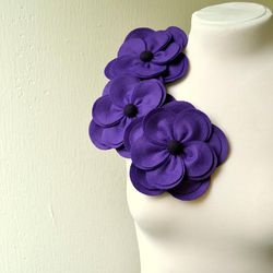 Purple very large brooch, DST Violet flower corsage, Statement Accessory, Felt flowers pin, Oversized brooches