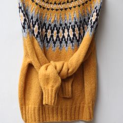 Yellow autumn fair isle wool mountain sweater