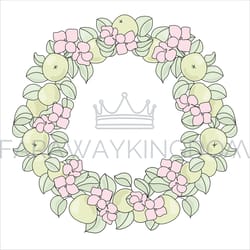 apple wreath floral fruit bouquet vector illustration set