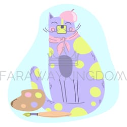 art cat comic animal cartoon vector illustration set