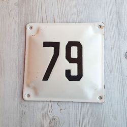 Address black white street number plate 79 - house number plaque vintage
