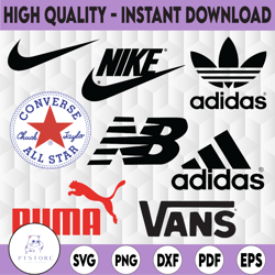 logo fashion brand bunlde: converse svg, all star svg, nike svg, puma svg, adidas, logo bundle svg, instant download svg