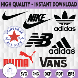 LOGO Fashion brand BUNLDE: Converse svg, all star svg, nike svg, puma svg, adidas, Logo bundle svg, Instant Download Svg