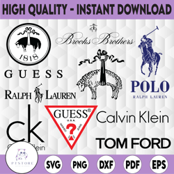 logo fashion brand bunlde: brooks brothers svg, calvin klein svg, ralph lauren sv, logo bundle svg, instant download svg