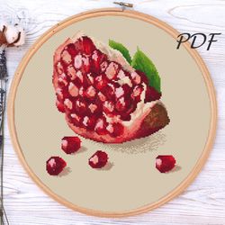 Hand embroidery patterns pomegranate fruit - cross stitch design pattern for embroidery pdf