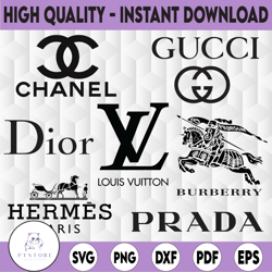 LOGO Fashion brand : Louis Vuitton svg, Chanel svg, Burberry svg, Prada svg, Gucci, Logo bundle svg, Instant Download