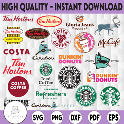 logo fashion brand : starbucks svg, dunkin' donuts svg, mccafe svg, tim hortons svg, logo bundle svg, instant download
