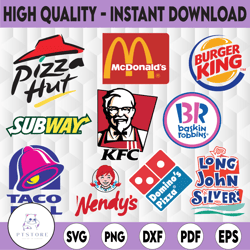 mcdonald's svg, kentucky fried chicken svg, kfc svg, taco bell svg, pizza hut svg, logo bundle svg, instant download