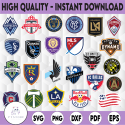 mls soccer league logo svg bundle vector printable logo cut files, instant download