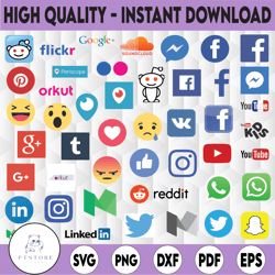 social media svg, social media icons, social network svg, networks, circle, , logo cut files, instant download