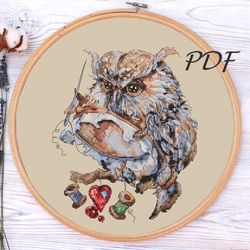 Cross stitch pattern pdf owl needlewoman design for embroidery