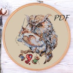 cross stitch pattern pdf owl needlewoman design for embroidery