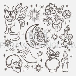 astrological symbols celestial sketch big vector collection