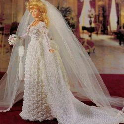 pdf vintage crochet pattern / crochet dress for barbie dolls 11-1 / 2" / fashion collection - wedding dress