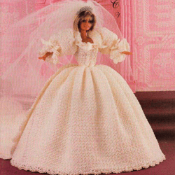 PDF Vintage Crochet Pattern / Crochet dress for Barbie dolls 11-1 / 2" / Fashion Collection - Wedding dress