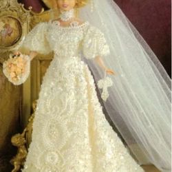 pdf vintage crochet pattern / crochet dress for barbie dolls 11-1 / 2" / fashion collection - wedding dress