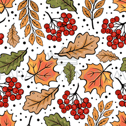 autumn rowan maple oak leaves fall nature seamless pattern