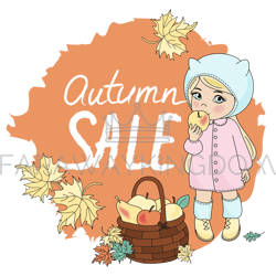 autumn sale fall season business vector illustration set