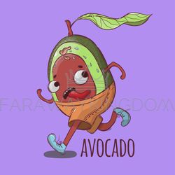 avocado on the run sport tropical fruit vector illustration