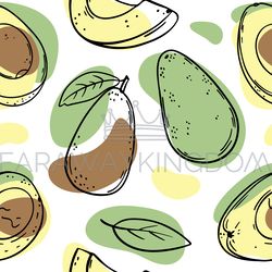 avocado pattern delicious fruit sketch seamless background
