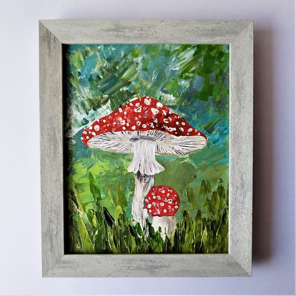 Acrylic-painting-palette-knife-toadstools