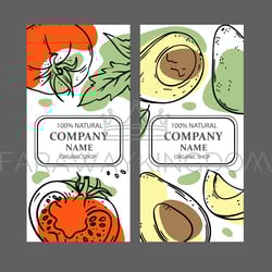avocado tomato labels design sketch vector illustration set