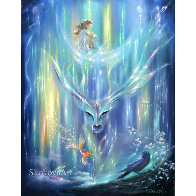 deer with a girl reiki