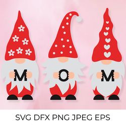 mothers day gnomes holding letters mom