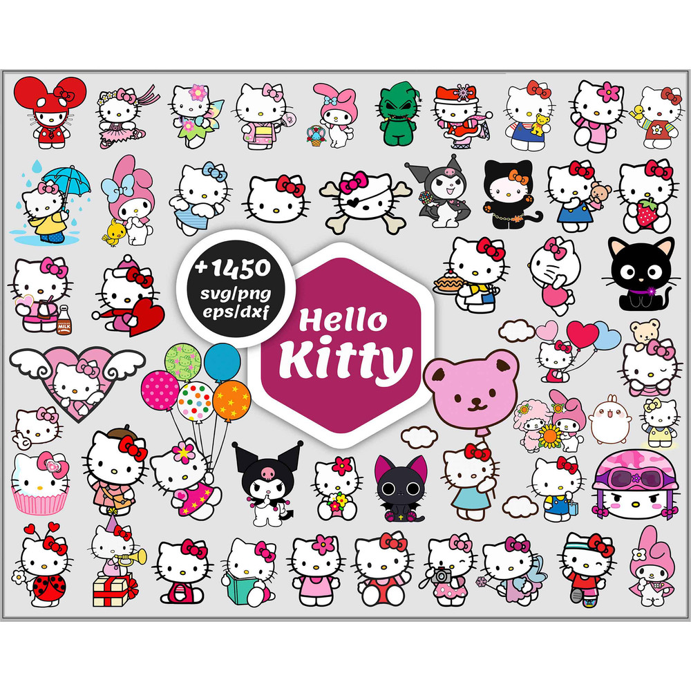 hello kitty svg, Kawaii kitty bundle, Animal Svg, Cat Svg, Dxf Eps Png.jpg