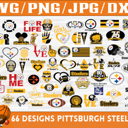 66 Designs Pittsburgh Steelers Football Team SVG, DXF, PNG, EPS, PDF
