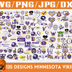 135 Designs Minnesota Vikings Football Team SVG, DXF, PNG, EPS, PDF