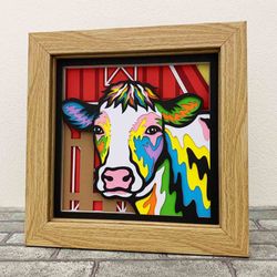 Farmhouse Cow 3D Layered SVG For Cardstock/ Colorful Cow Multilayer SVG/ Cow Mandala Pop Art/ Highland Cow 3D Papercraft